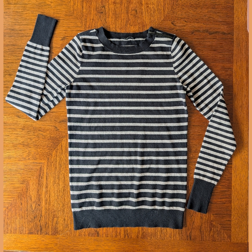 Express Black And Grey Striped Sweater